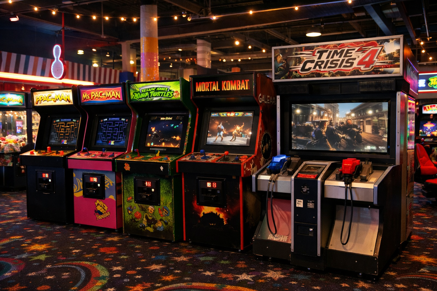 photographic arcade machines within an entertainment center environment-3